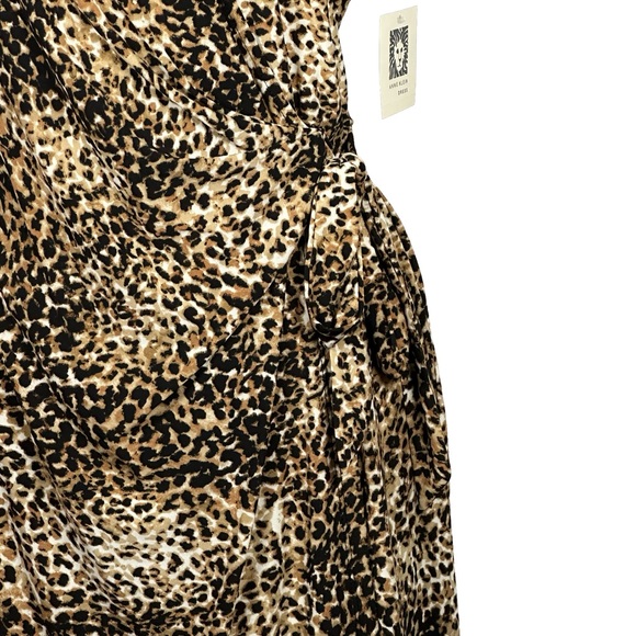 Anne Klein NWT Leopard Animal Print Short Sleeve Faux Wrap Dress Size 10 - Picture 4 of 12